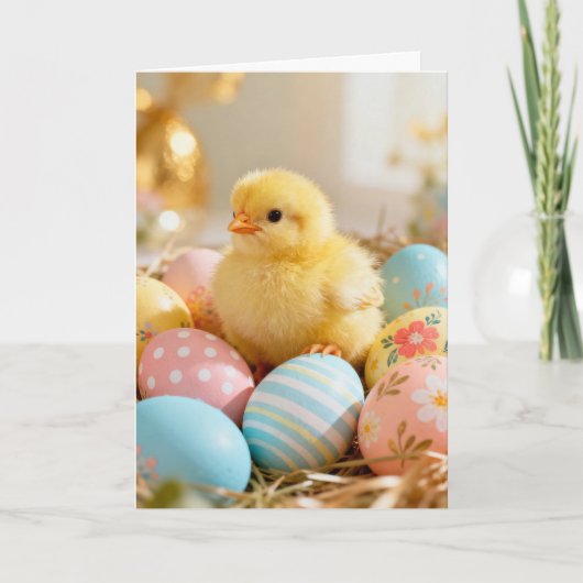 Baby Chick and Easter Eggs Kaart (Voorkant)