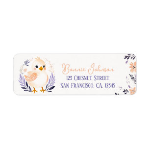 Baby Chick Boho Perzik Lavendel Floral Design - Etiket