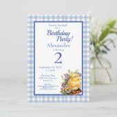 Baby Chick Boys Blauw Verjaardagsfeest Kaart (Staand voorkant)