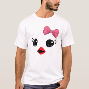 Baby Chick Chicken Face Pink Bow Girls Pasen Kind T-shirt