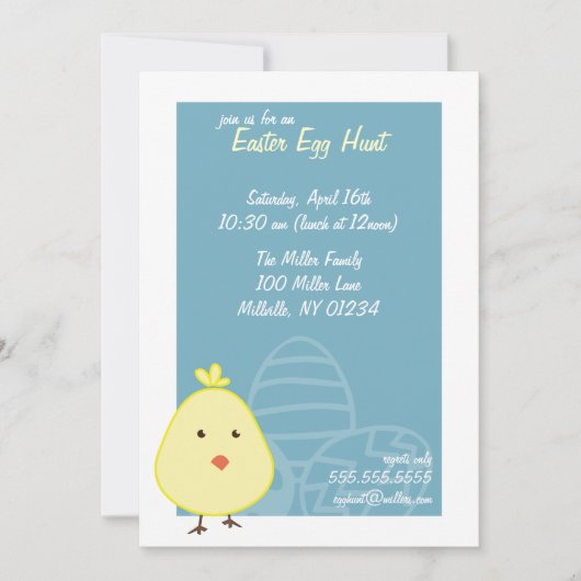 Baby Chick Easter Egg Hunt Invitations Kaart (Voorkant)