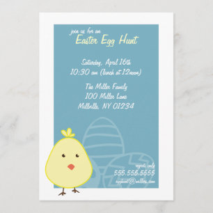Baby Chick Easter Egg Hunt Invitations Kaart