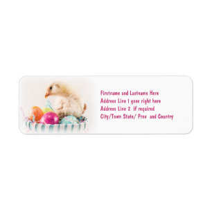 Baby Chick in paasmandje Etiket