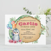 Baby Chick Penguin Invitation d'anniversaire (Debout devant)