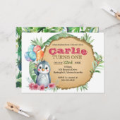 Baby Chick Penguin Invitation d'anniversaire (Devant/Arrière en situation)