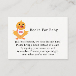 Baby Chick Schattige Baby shower Boek Aanvraag Informatiekaartje
