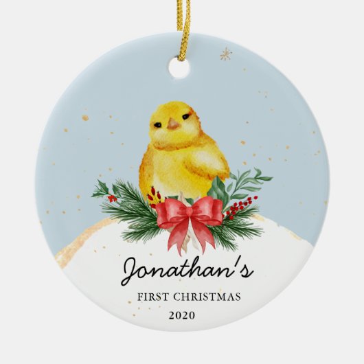 Baby Chicken Baby's First kerstOrnament Keramisch Ornament (Voorkant)