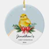Baby Chicken Baby's First kerstOrnament Keramisch Ornament (Achterkant)