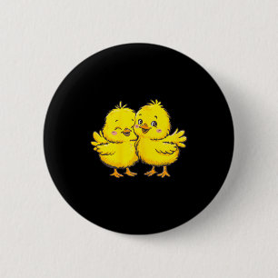 Baby Chicken Chick Boer Boerderij Meisje T-shirt.p Ronde Button 5,7 Cm