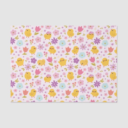 Baby Chicks Spring Florals Patroon Tissuepapier (Voorkant)