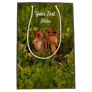 Baby Chipmunks Animal Art, gepersonaliseerd Medium Cadeauzakje
