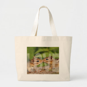 Baby Chipmunks Love Design Grote Tote Bag