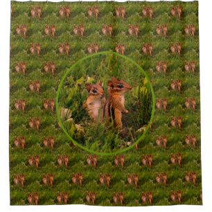 Baby Chipmunks Natuur Art Patroon Douchegordijn