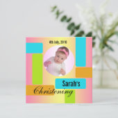 Baby Christening Invitation Multicolor Kaart (Staand voorkant)