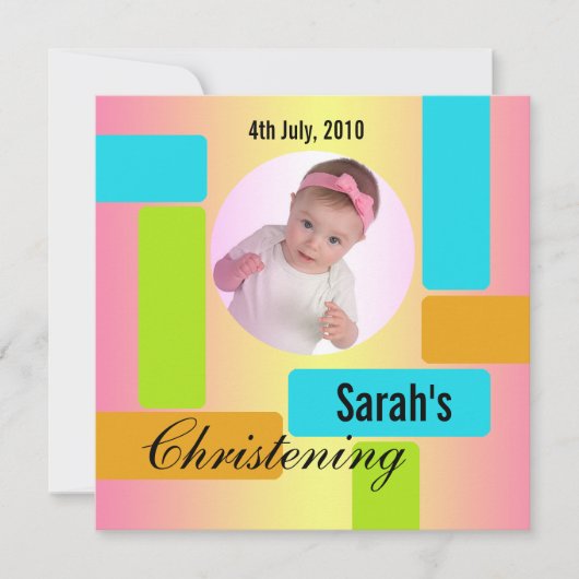 Baby Christening Invitation Multicolor Kaart (Voorkant)