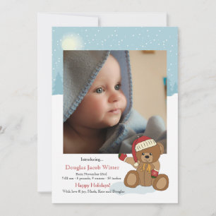 Baby Christmas Beer Vakantie Geboorteaankondiging Feestdagenkaart