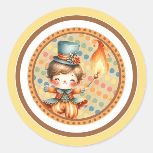 Baby Circus Ronde Sticker (Voorkant)