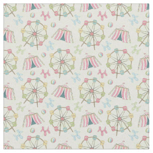 Baby Circus Theme Ferris Wheel Balloons Fabric Stof