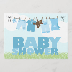 Baby Clothesline {blue} Boys Baby shower Kaart