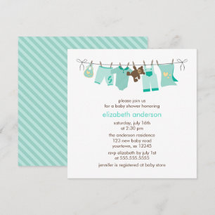 Baby Clothesline Geslacht Neutraal Baby shower Kaart