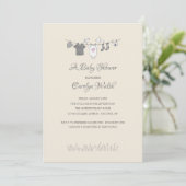 Baby Clothesline Girl Baby shower Invitation (Debout devant)