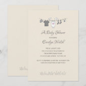 Baby Clothesline Girl Baby shower Invitation (Devant / Derrière)