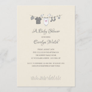 Baby Clothesline Girl Baby shower Uitnodiging