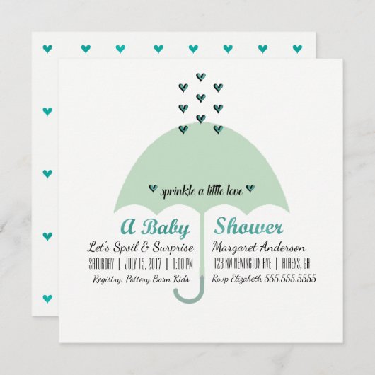 BABY & CO Baby Groene Shower Strooi Liefde Feest Kaart (Voorkant / Achterkant)