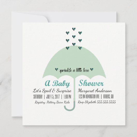 BABY & CO Baby Groene Shower Strooi Liefde Feest Kaart (Voorkant)