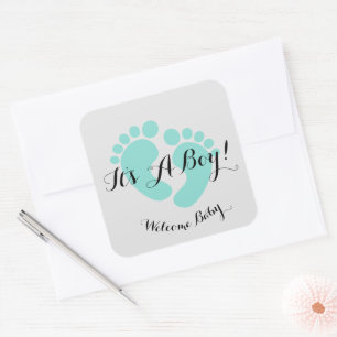 BABY & CO Het is een Boy Baby shower Sprinkle Part Vierkante Sticker