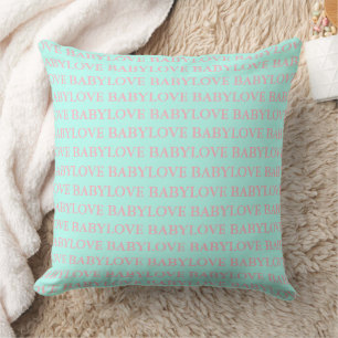BABY & CO Love Baby Mint Blue & Pink Nursery Decor Kussen