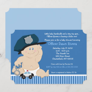 Baby Cop Police Officer Ticket Baby shower nodigt Kaart