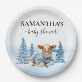 Baby Cow Calf Christmas Winter Farm Papieren Bordje (Voorkant)