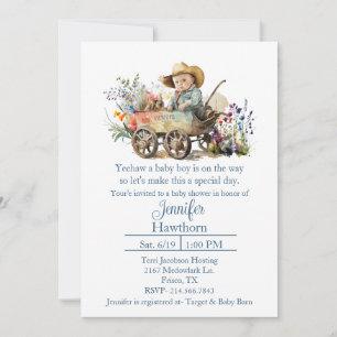 Baby Cowboy Baby shower Invitation Kaart