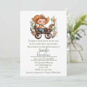 Baby Cowboy Baby shower Invitation Kaart