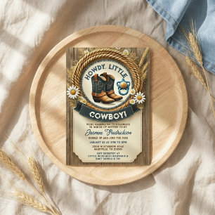 Baby Cowboy Bleu Baby shower Occidental Invitation