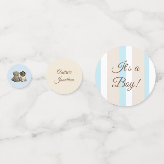 Baby Cowboy et Teddy Bear Blue et Tan Confetti (Devant)