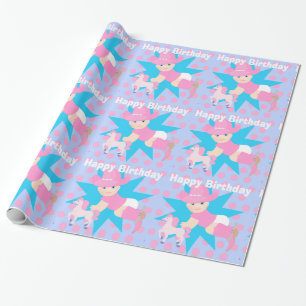 Baby Cowgirl Happy Birthday Polka Dot Cadeaupapier