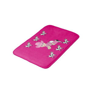 Baby Cowgirl met zwarte en witte Koeien Bath Mat