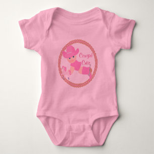 Baby Cowgirl Roze Pet laarzen en paard Romper