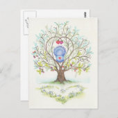 Baby Cradle in A Tree of Hearts and Love Briefkaart (Voorkant / Achterkant)