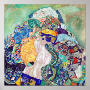 Baby Cradle schilderij van Gustav Klimt Poster