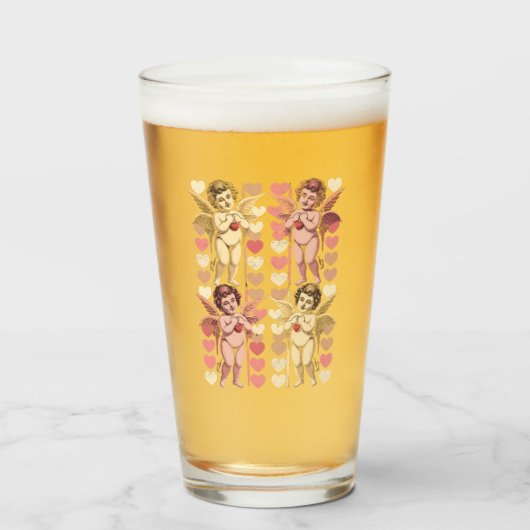 Baby Cupido Coquette boog Retro Valentijnsdag Glas (Voorkant gevuld)