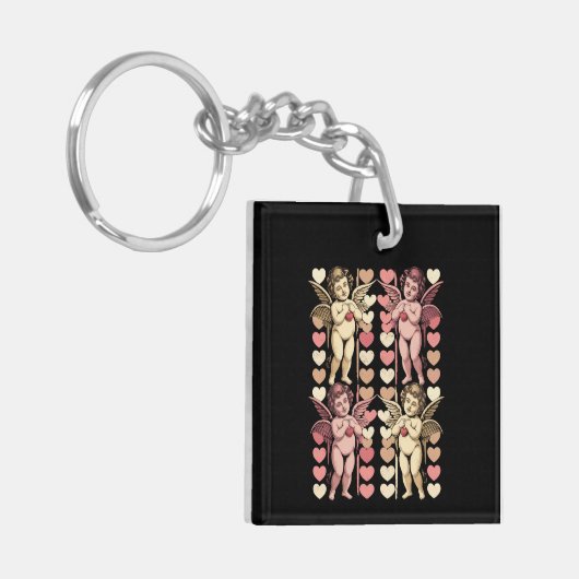 Baby Cupido Coquette boog Retro Valentijnsdag Sleutelhanger (Voorkant Links)