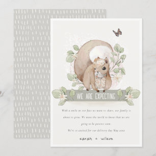 Baby Cute Woodland Floral Squirrel Kaart