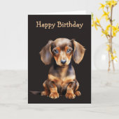 Baby Dachshund Kaart (Gele Bloem)