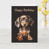 Baby Dachshund Kaart (Gele Bloem)