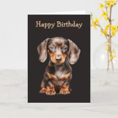 Baby Dachshund Kaart (Gele Bloem)