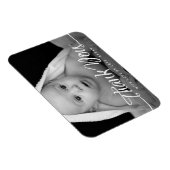 Baby dank u aangepaste foto chique hand script magneet (Rechterzijde)