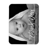 Baby dank u aangepaste foto chique hand script magneet (Verticaal)